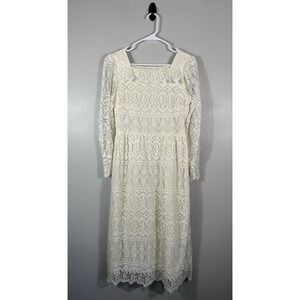 Vtg Petite Lanz Dress Women 6 Ivory Lace Cottagecore Prairie Victorian Read